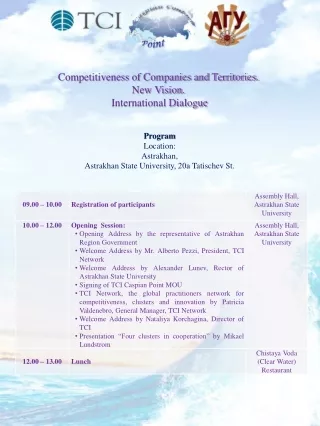 Competitiveness of Companies and Territories.  New Vision.  International Dialogue