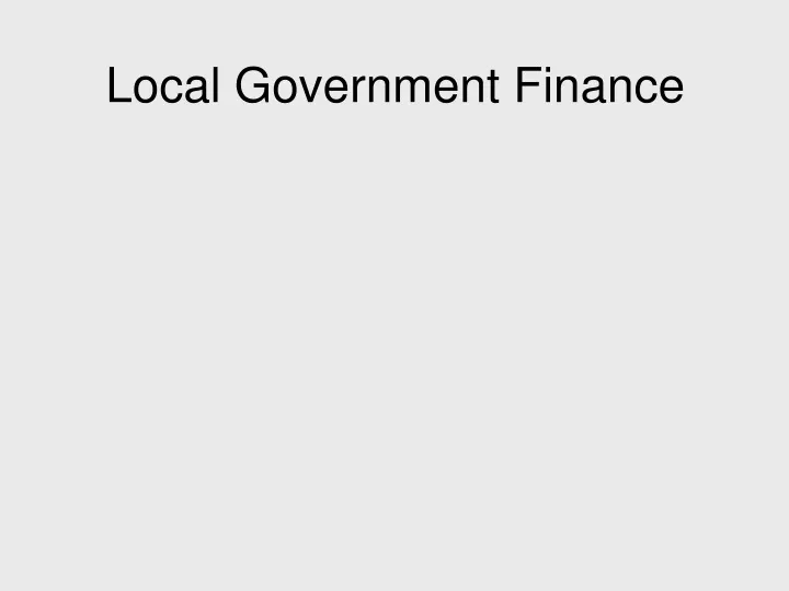 local government finance