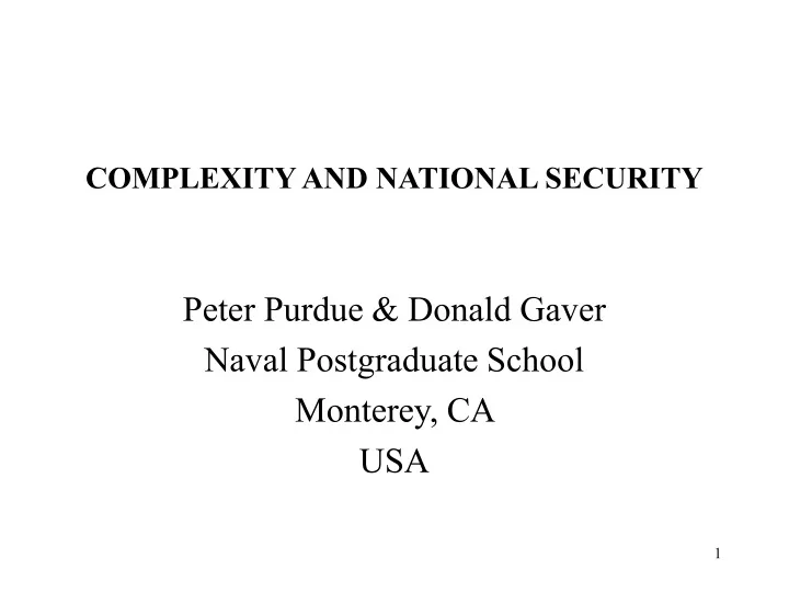 complexity and national security