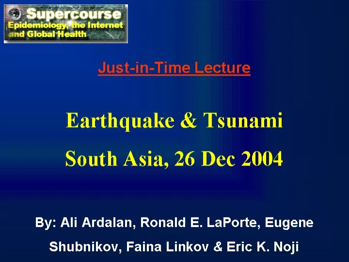 just in time lecture earthquake tsunami south