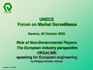 UNECE  Forum on Market Surveillance Geneva, 29 October 2002