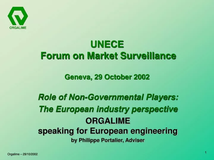 unece forum on market surveillance geneva 29 october 2002