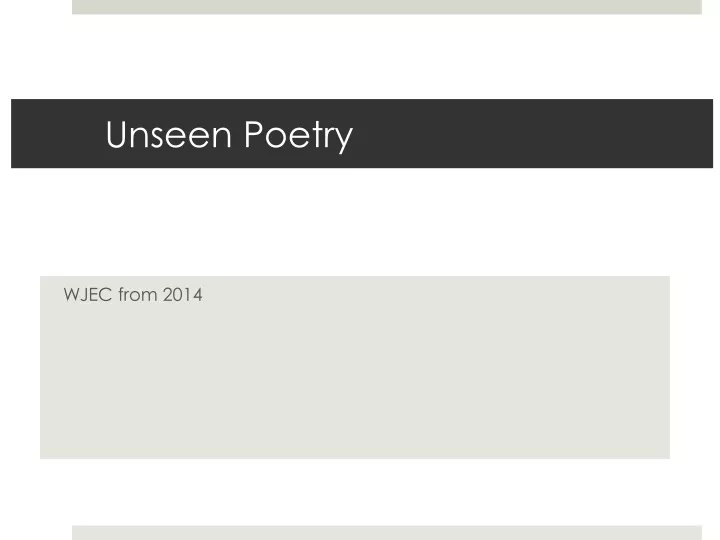 unseen poetry