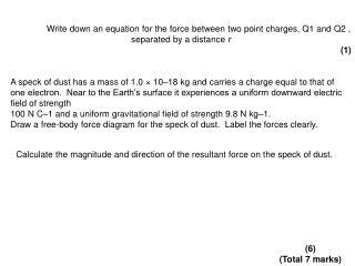 Calculate the magnitude and direction of the resultant force on the speck of dust.