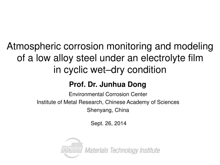 atmospheric corrosion monitoring and modeling