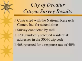 City of Decatur    Citizen Survey Results