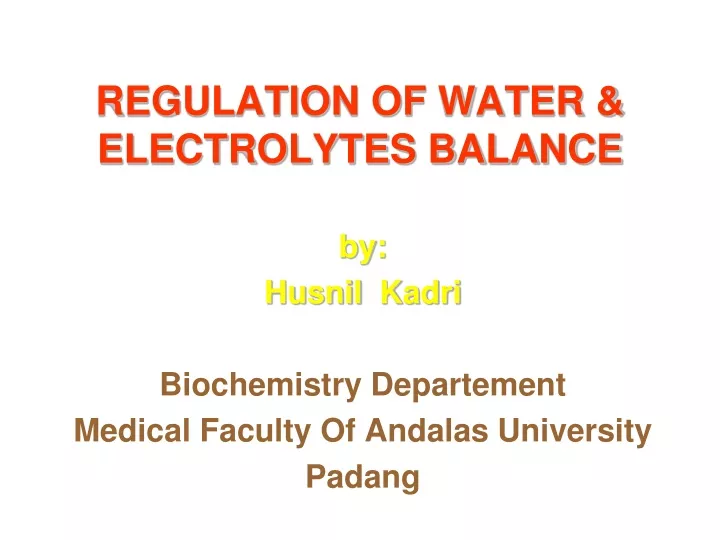 regulation of water electrolytes balance