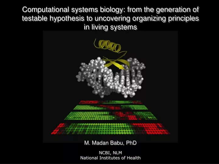 computational systems biology from the generation