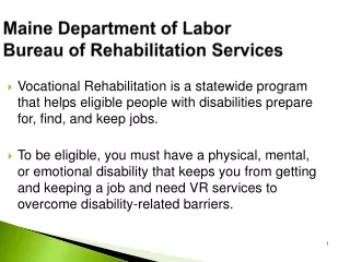 Maine Department of Labor Bureau of Rehabilitation Services