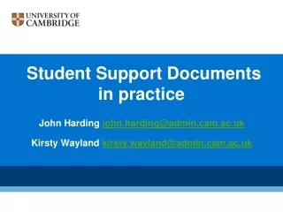 Student Support Documents in practice