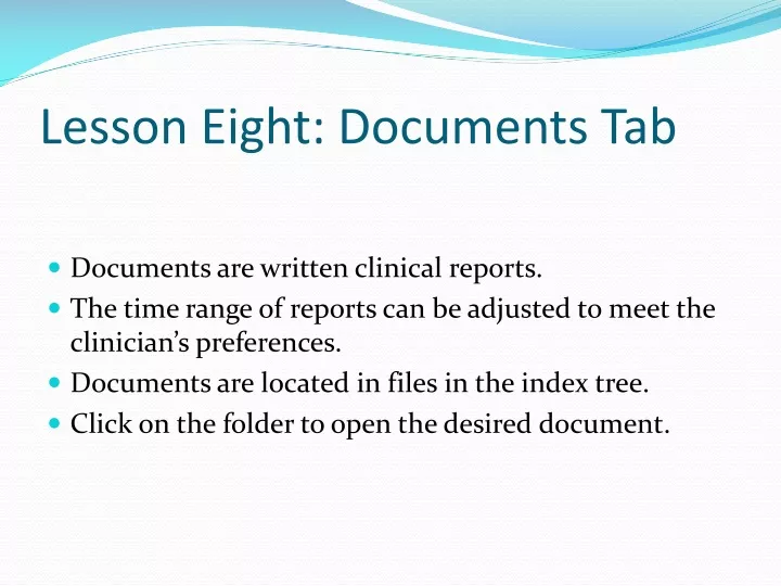 lesson eight documents tab