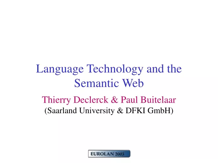 language technology and the semantic web