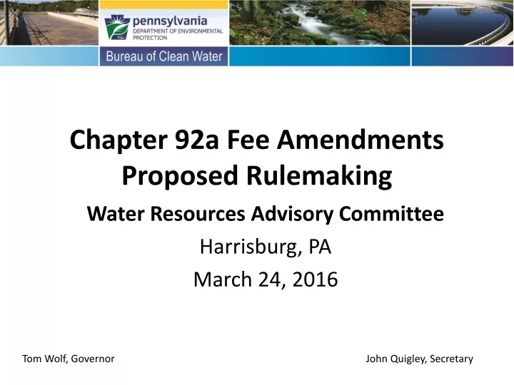 chapter 92a fee amendments proposed rulemaking