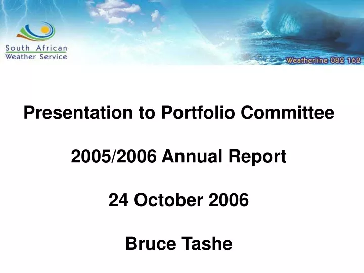 presentation to portfolio committee 2005 2006