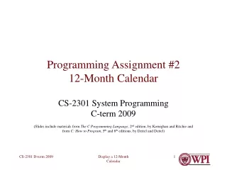 Programming Assignment #2 12-Month Calendar