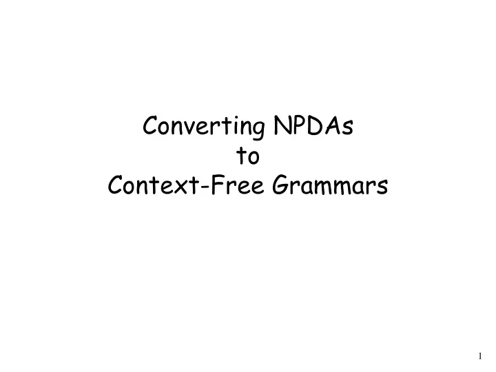 converting npdas to context free grammars