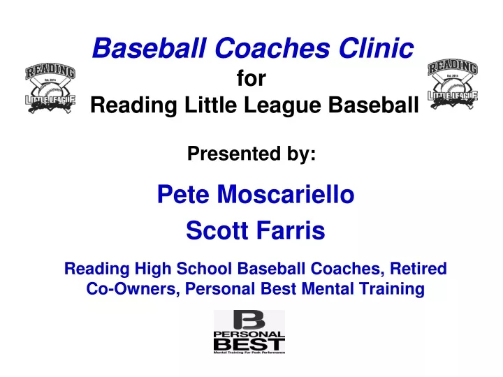 baseball coaches clinic for reading little league baseball presented by