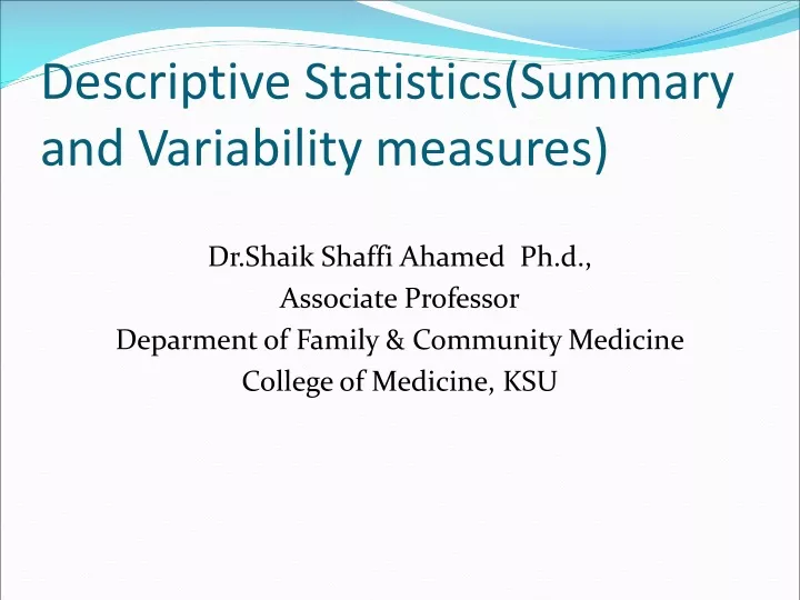 descriptive statistics summary and variability measures