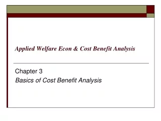 Applied Welfare Econ &amp; Cost Benefit Analysis