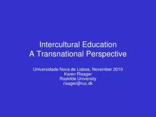 Intercultural Education                      A Transnational Perspective