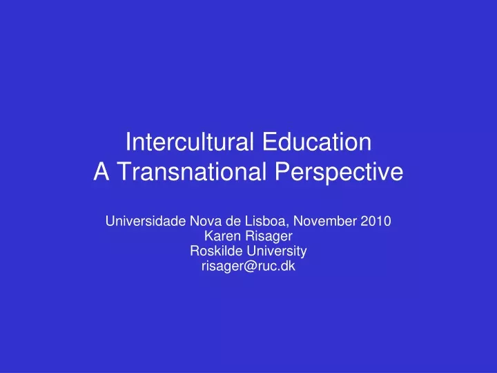 intercultural education a transnational perspective