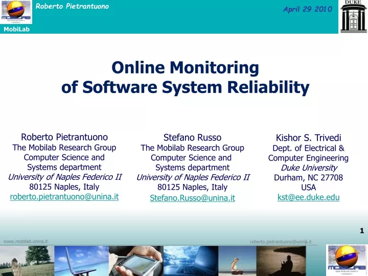 online monitoring of software system reliability