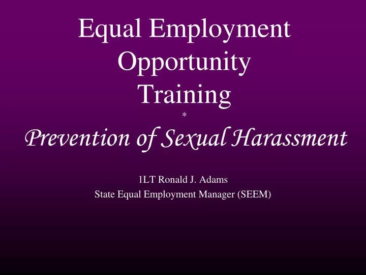 equal employment opportunity training prevention
