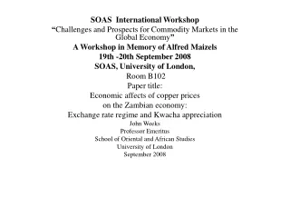 SOAS  International Workshop