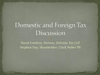 Domestic and Foreign Tax Discussion