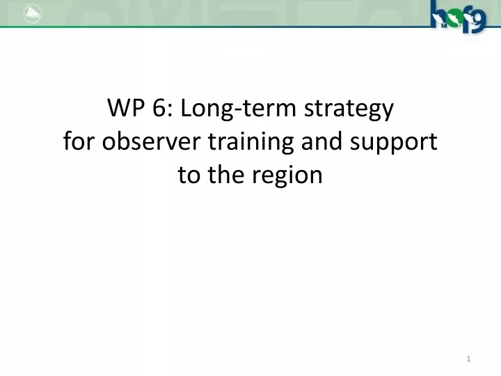 w p 6 long term strategy for observer training and support to the region