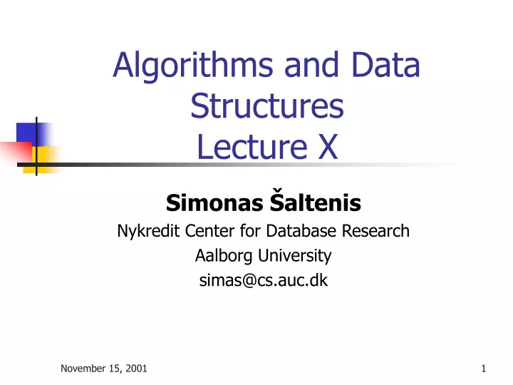 algorithms and data structures lecture x