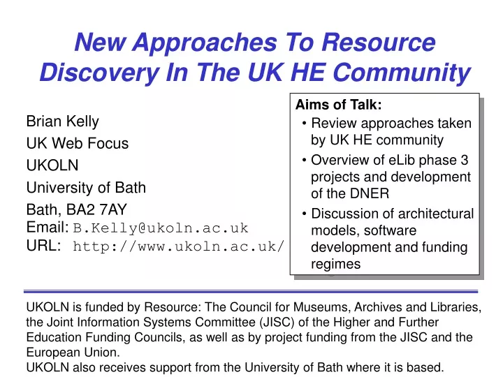 new approaches to resource discovery in the uk he community