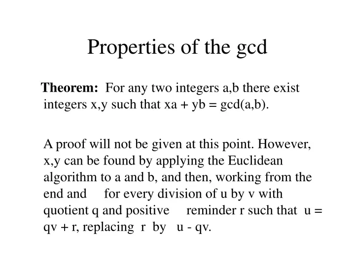 properties of the gcd