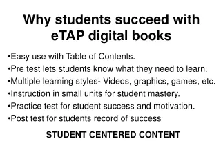Why students succeed with  eTAP digital books
