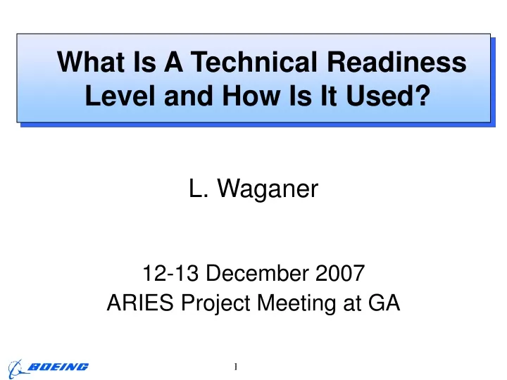 what is a technical readiness level and how is it used