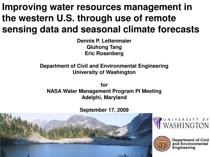 improving water resources management