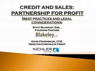 CREDIT  AND  SALES: PARTNERSHIP FOR PROFIT ( BEST PRACTICES AND LEGAL CONSIDERATIONS)