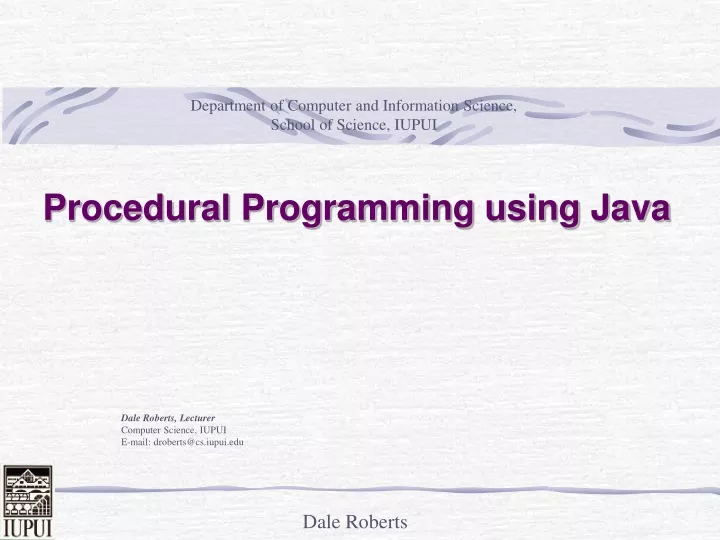 procedural programming using java