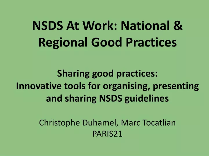 nsds at work national regional good practices