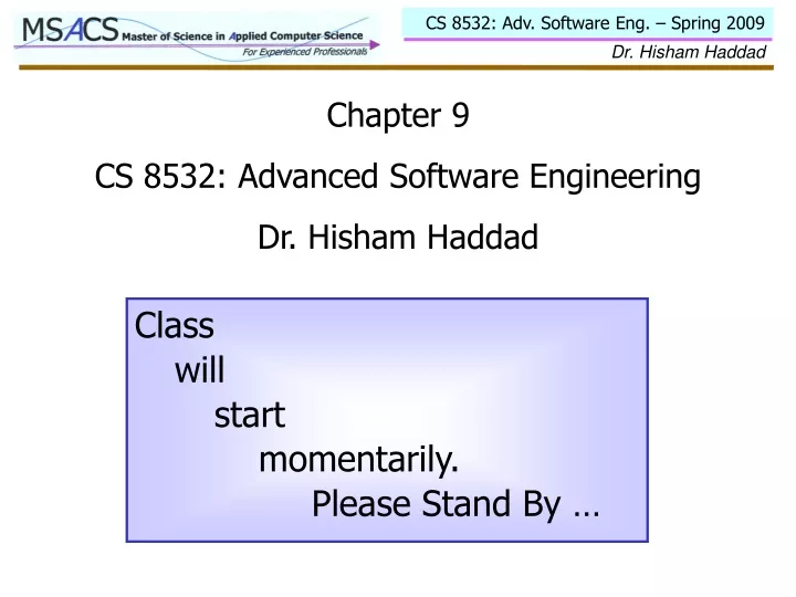 chapter 9 cs 8532 advanced software engineering