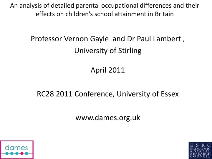 an analysis of detailed parental occupational
