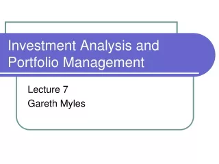 Investment Analysis and Portfolio Management