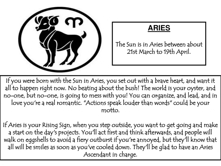 aries the sun is in aries between about 21st