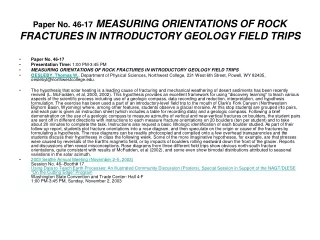 Paper No. 46-17  MEASURING ORIENTATIONS OF ROCK FRACTURES IN INTRODUCTORY GEOLOGY FIELD TRIPS
