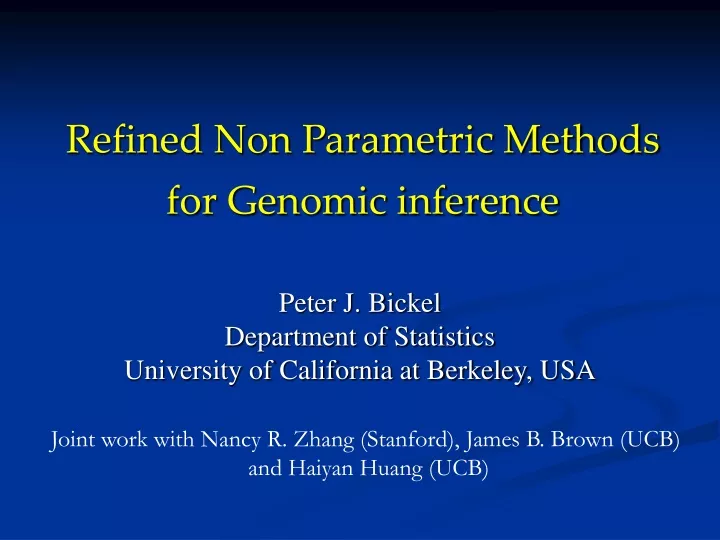 peter j bickel department of statistics university of california at berkeley usa