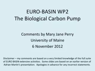EURO-BASIN WP2 The Biological Carbon Pump