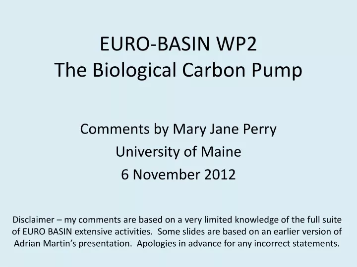 euro basin wp2 the biological carbon pump