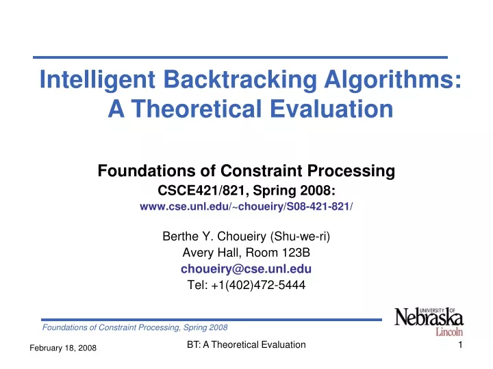 intelligent backtracking algorithms a theoretical