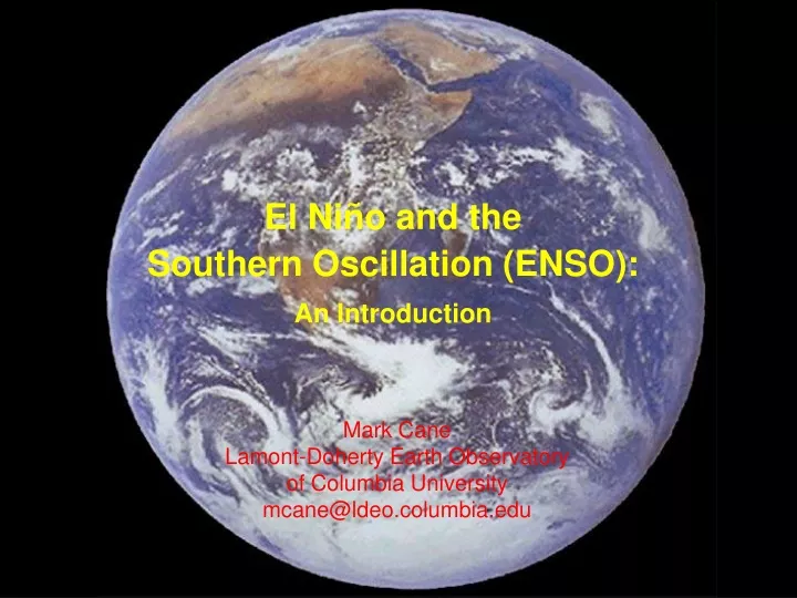 el ni o and the southern oscillation enso