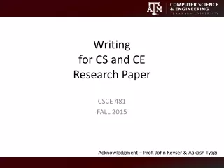 Writing for CS and CE Research Paper